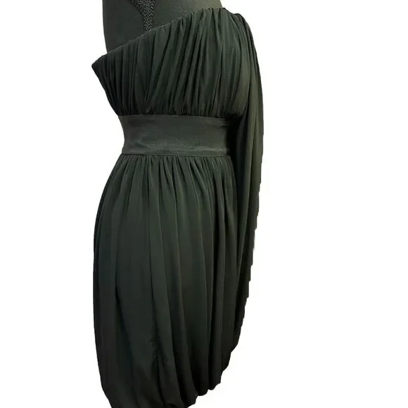 All Saints Dress 4 LBD Little Black Statement Dress Balloon Skirt Drape Front - Picture 4 of 7